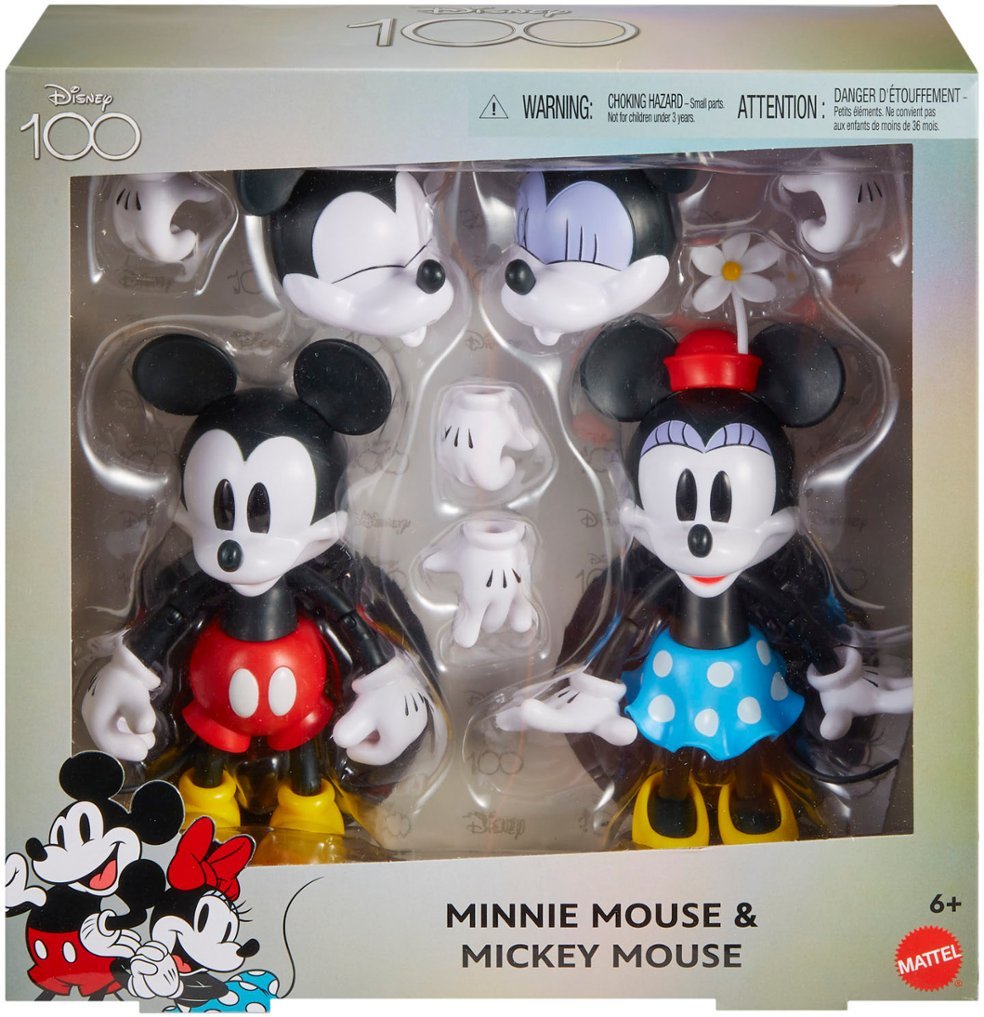 Disney - D100 Celebration Pack Collectible Action Figures - Minnie Mouse & Mickey Mouse