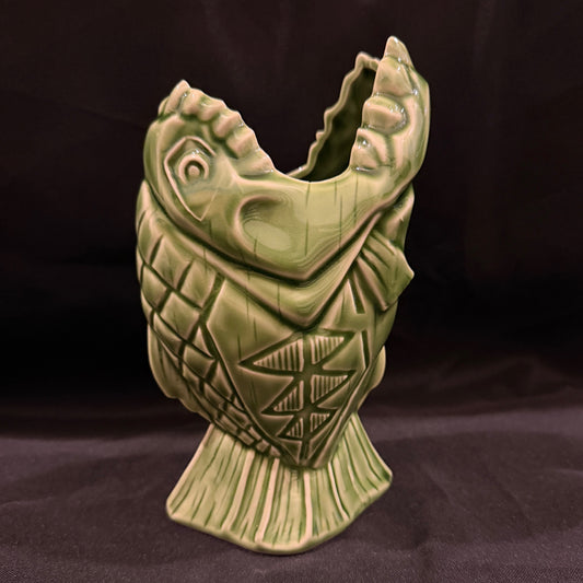1st Edition 
Trader Sam's Enchanted Tiki Bar Green Piranha Fish Mug