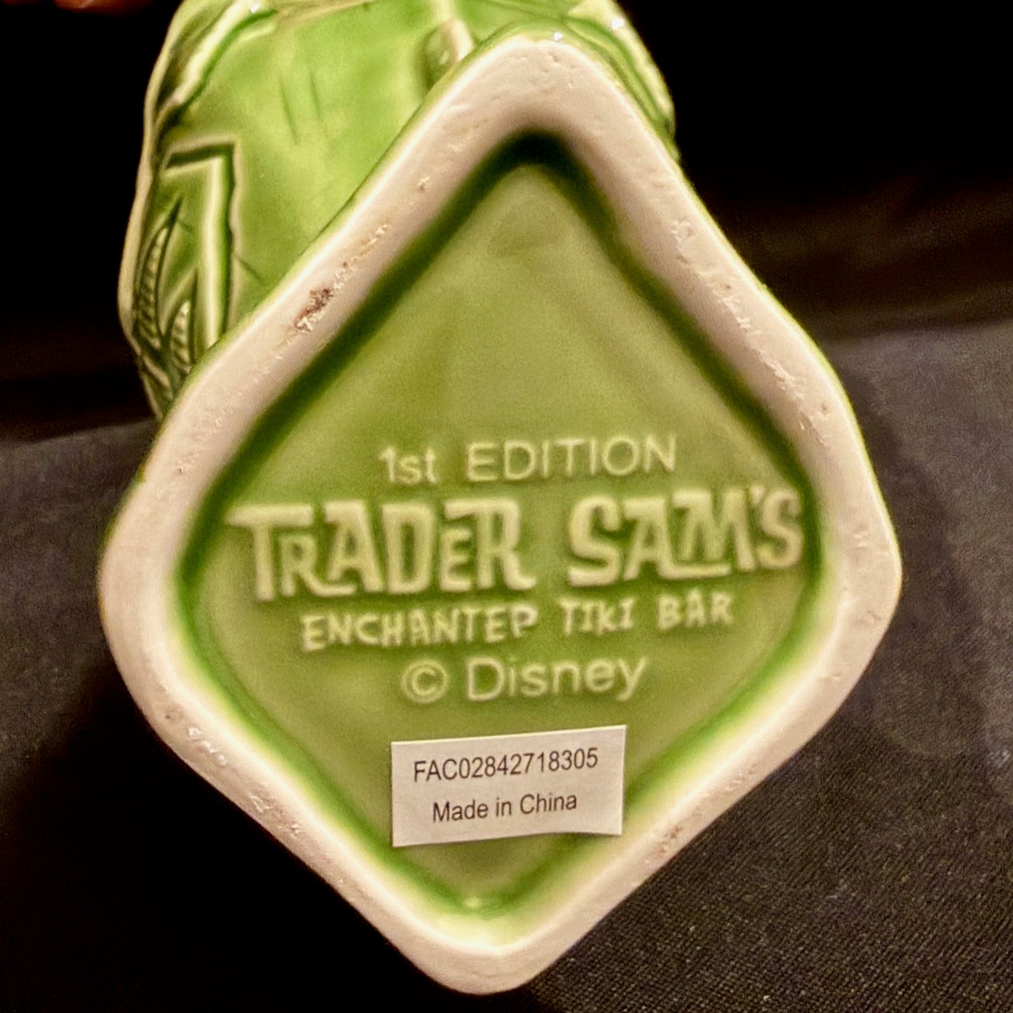 1st Edition 
Trader Sam's Enchanted Tiki Bar Green Piranha Fish Mug