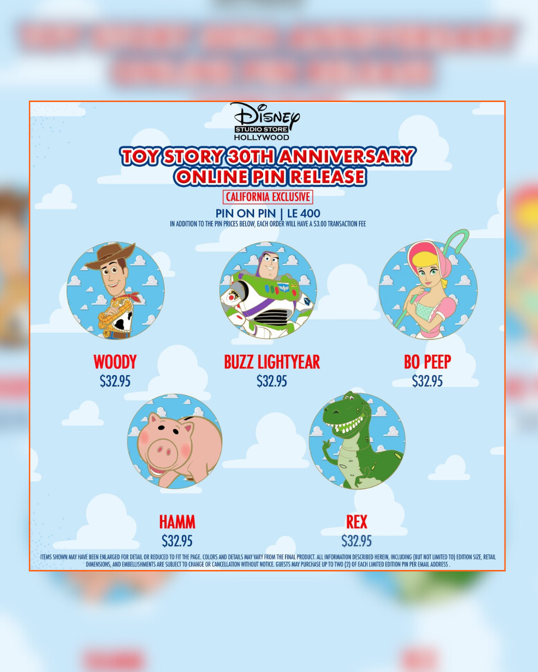 DSSH Toy Story 30th Anniversary Pin Release