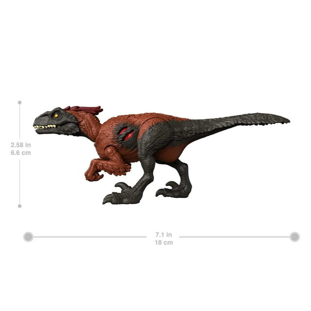 Jurassic World Dominion Extreme Damage Pyroraptor Dinosaur Action Figure Toy, Battle Play