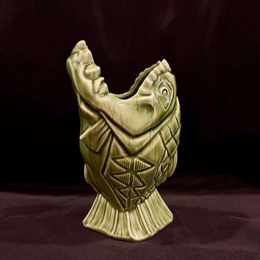 1st Edition 
Trader Sam's Enchanted Tiki Bar Green Piranha Fish Mug