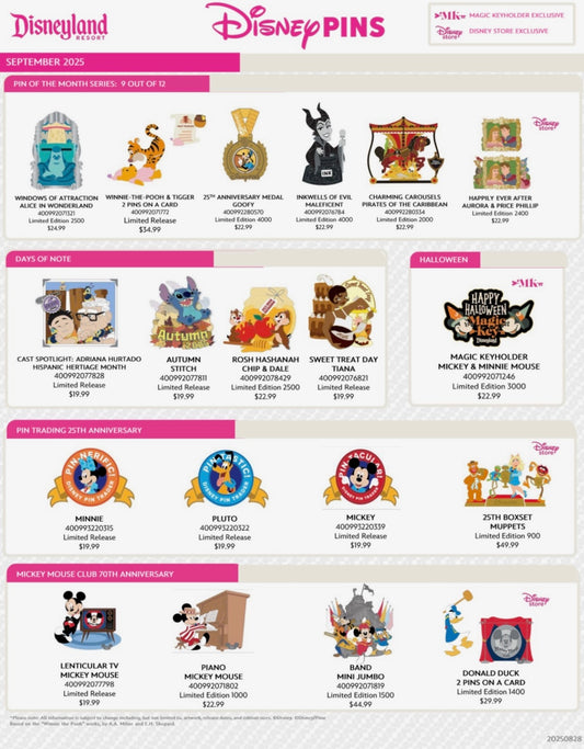 Disneyland September Pin Flyer