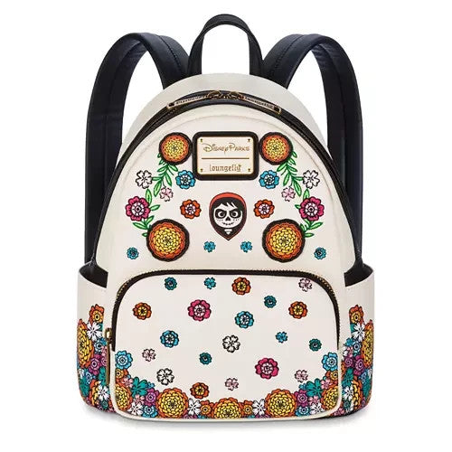 Disney  Loungefly 2024 Pixar Coco Miguel Day Of The Dead Flowers Backpack