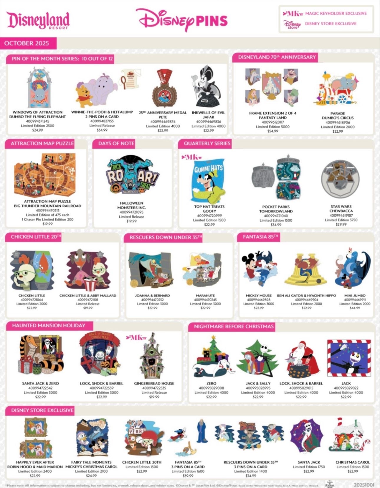 Disneyland October Pin Flyer