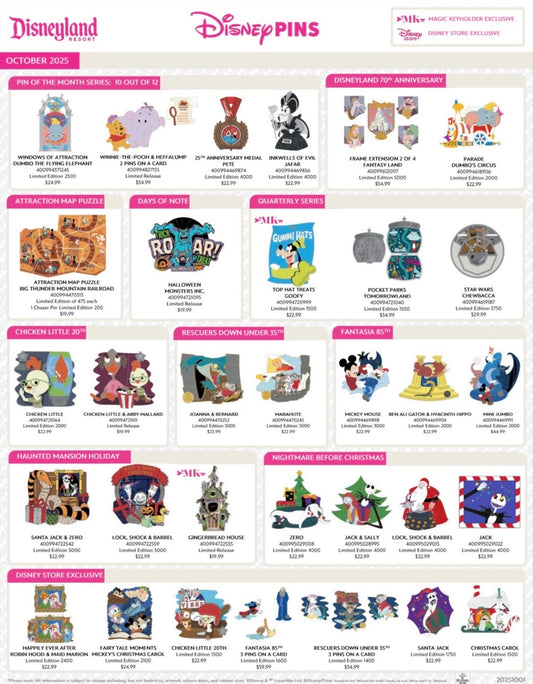 Disneyland October Pin Flyer
