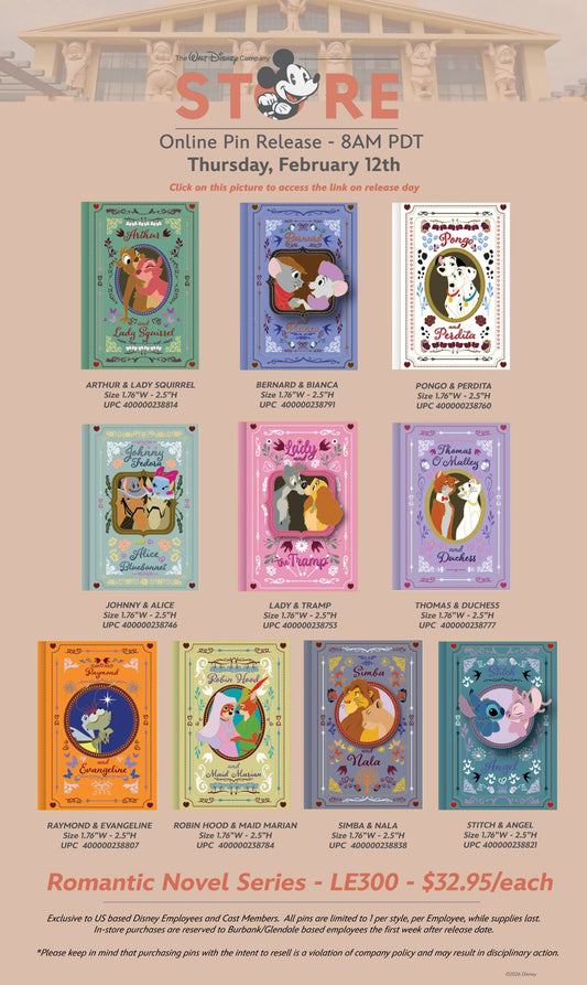 TWDC - Romantic Novels Pin Series Limited Edition 300