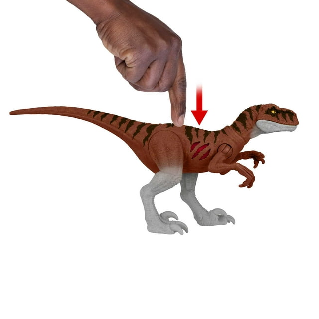 Jurassic World Dominion Extreme Damage Atrociraptor Dinosaur Action Figure Toy, Battle Play