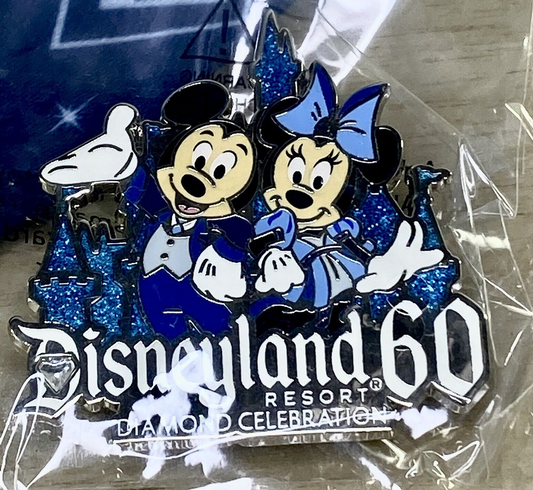 Disneyland 60th Anniversary Diamond Celebration Lanyard Pin Mickey Minnie NWT