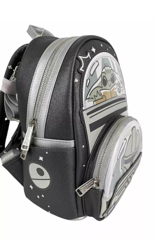 2024 Disney Parks Loungefly Mandalorian Grogu Mini Backpack Star Wars Baby Yoda